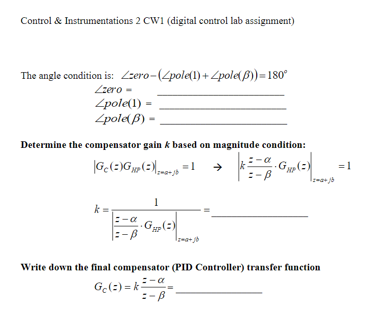 Control systems	Assignment