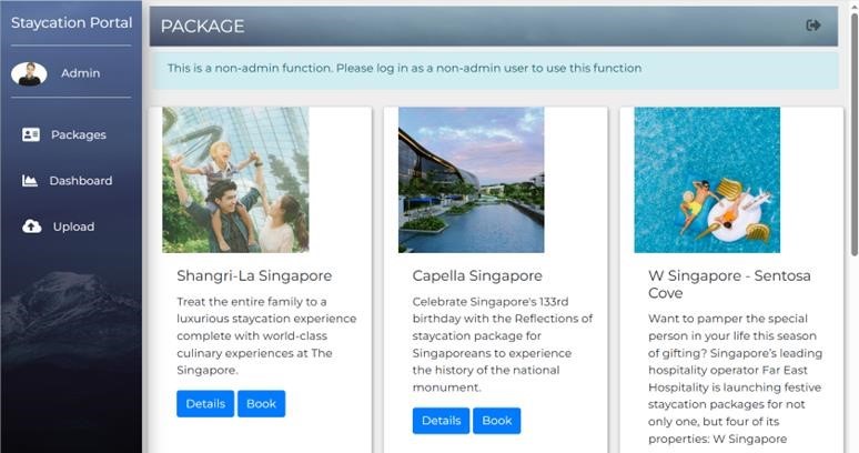 Figure Q2(a) Error message when admin attempts to make booking