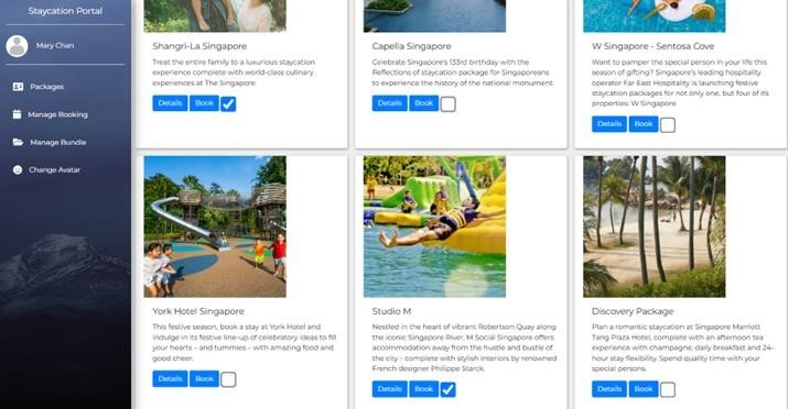 Figure Q3(a)(ii) The modified Package page with some packages selected