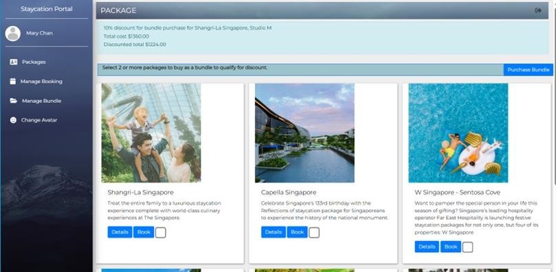 Figure Q3(a)(iv) 10% discount for two packages purchased in a bundle